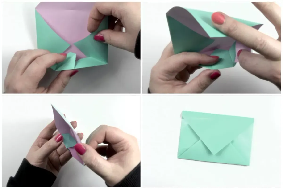 Final folds of an origami envelope
