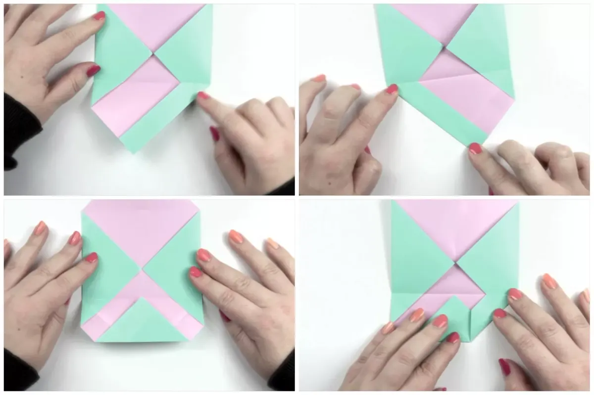 Folding the flap of an origami envelope