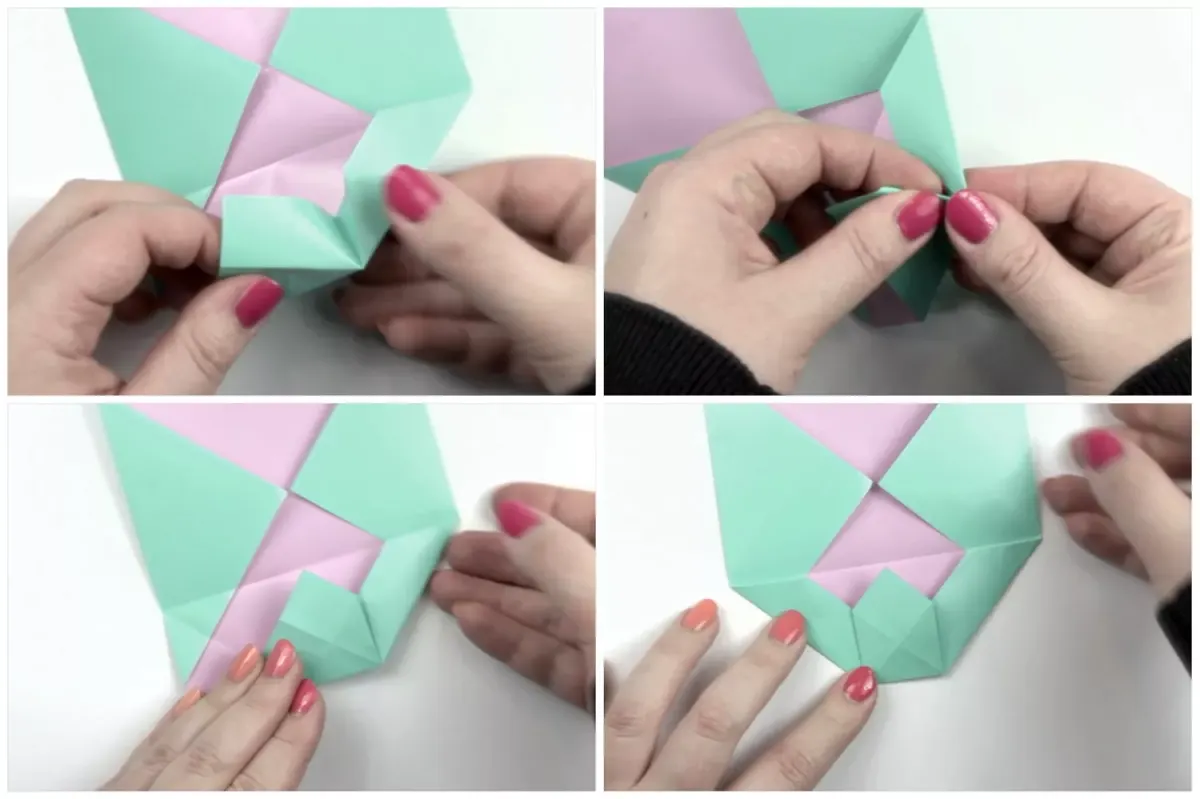 Making mountain folds for an origami envelope